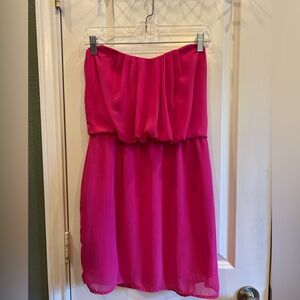 City Triangles Strapless Fuchsia Mini Dress